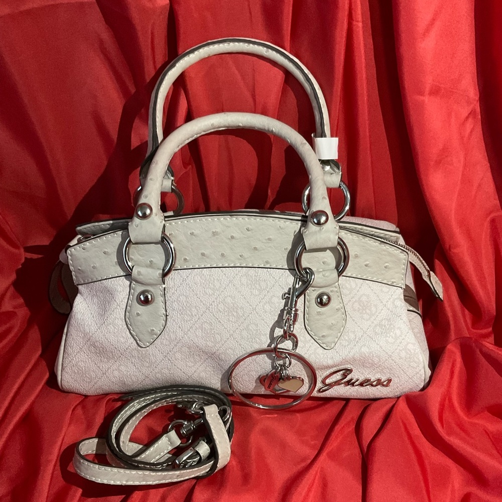 Light grey Guess satchel w extra shoulder strap